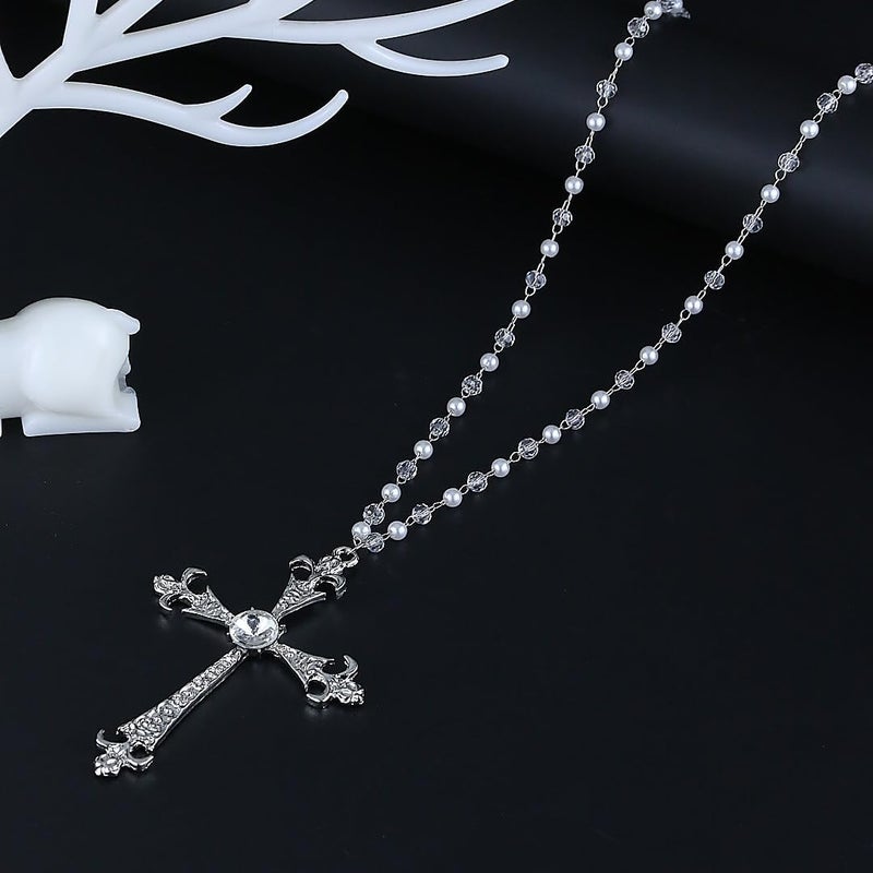 Hremhoo Gothic Cross Necklace for Women Exaggerate Large Cross Pendant Necklace Gothic Layered Choker Necklaces Punk Goth Emo Grunge Y2k Necklaces for Women - Image 1